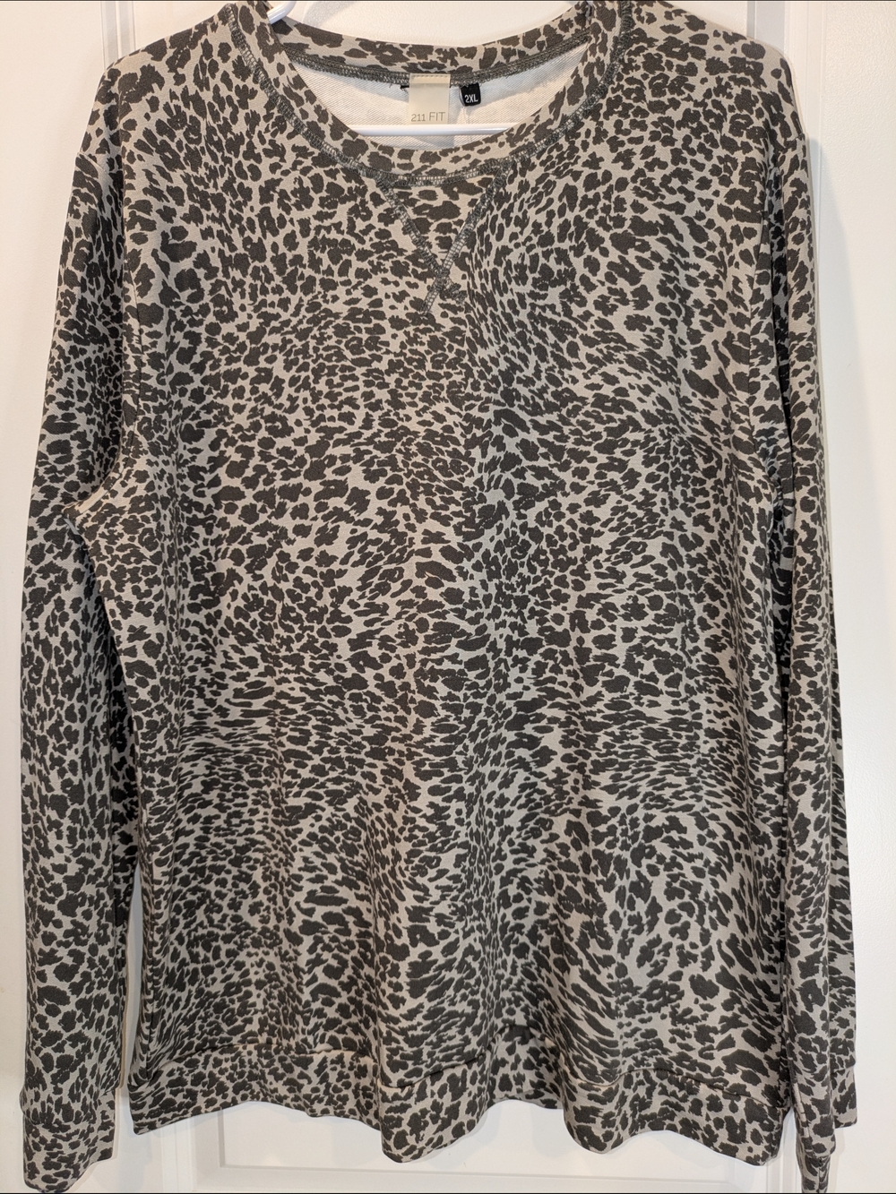 NWT 211 Fit 2X Leopard Print Long Sleeve Top Plus Size Soft Casual